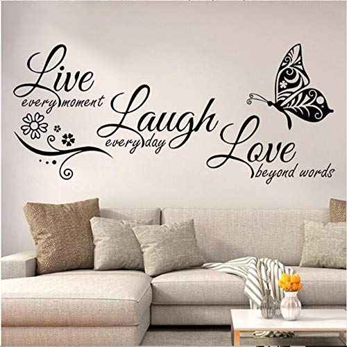 Live Laugh Love Wall Decal Art, Vinyl Live Every Moment Laugh Every Day Love Beyond Words Wall Decor Stickers Motivational Quotes for Bedroom, Removable Wall Sign Mural DIY Home Decoration(13.8Wx30L)