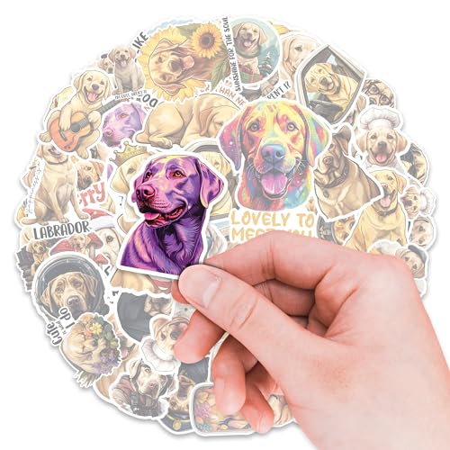 Labrador Stickers 50 Pieces Vinyl Waterproof Decal for Laptop Water Bottle Phone Car Window Bike Motorcycle Stakeboard Scrapbook Labradors Sticker Gifts for Kid Teen Adult