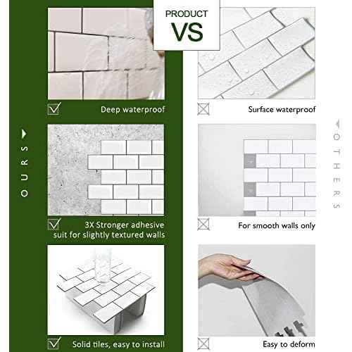 STICKGOO 1-Sheet Subway Tiles Self Adhesive Kitchen Splashbacks, Peel and Stick Wall Tile Stickers, Stick on Tiles Splashback (Black, Thicker Design)