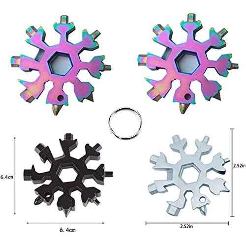 3 Pack 18-in-1 Snowflake Multi Tool, Stainless Steel Snowflake Multi-Tool Bottle Opener/Flat Phillips Screwdriver Kit/Wrench, Durable and Portable to Take