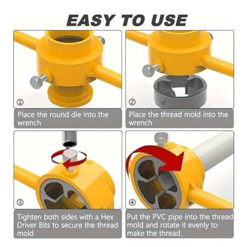 6 Pcs PVC Thread Maker Tool, Pipe Threader Plumbing Tool Kit Plastic Pipe Round Die with 3 Dies 1/2", 3/4" and 1" NPT Die Manual Hand Tool for PVC Threading