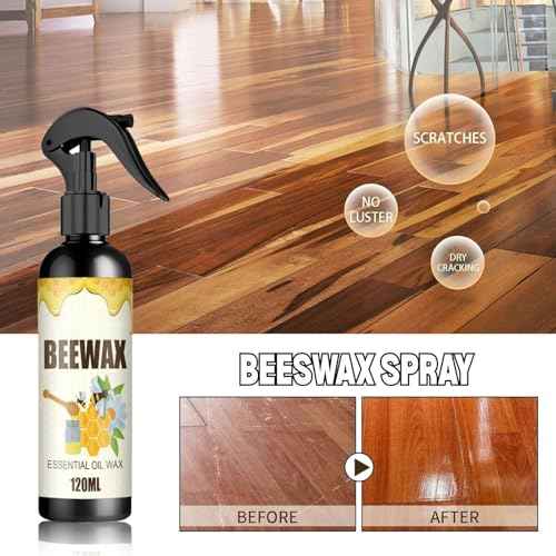 Beewax Essential Oil Wax, 2PCS Beeswax Spray, Beeswax Spray Furniture Polish, Bees wax Wood Polish, Bees wax Care spray & Restorer for Wood Floors, Furniture, Tables, Cabinets