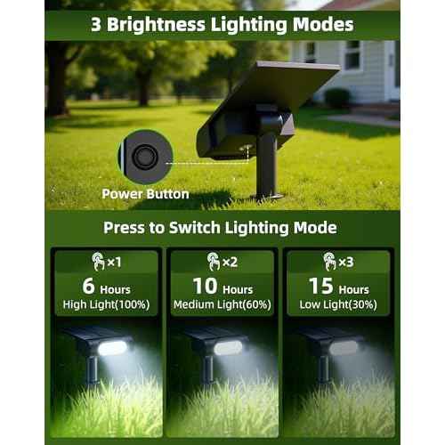 EZVALO Solar Spot Lights Outdoor Waterproof IP67, 3 Lighting Modes Landscape Spotlights, Efficient King-Size LEDs, Solar Powered for Garden Yard Pathway (4Pack-Cool White)