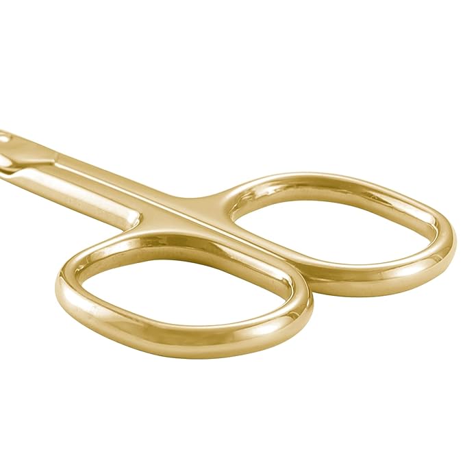 LIVINGO Professional Nail Cutter Scissors, Multi-purpose Sharp Curved Blade Stainless Steel Manicure Cuticle Pedicure Fingernail & Toenail Grooming Tool with Case, Eyebrows/Eyelash Use, 3.5" Gold