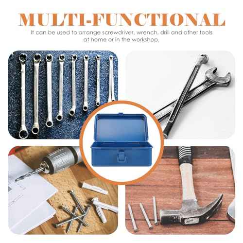 DOITOOL Small Tool Box - Metallic Tool Storage Case with Organizer for Car/Home Tools, Nails & Pins