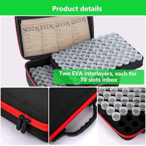 140 Slots Seed Organizer Storage Box with 20PCS Seed Envelopes, Premium Seed Containers for Various Sizes Vegetable and Flower Garden Seeds, Gardening Seed Keeper Set with Useful Accessories (Red)