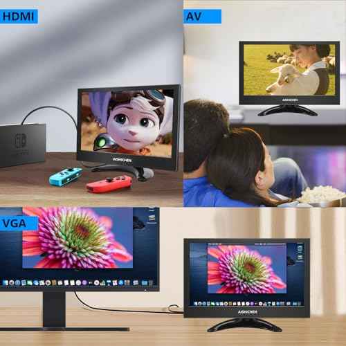 9 Inch Small Monitor Built-in Speakers, Mini Monitor 1280 x 720, HDMI VGA Input 60 Hz 3ms IPS Screen Display, Security Display for Raspi CCTV Camera Car HDMI VGA Input Metal Shell