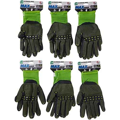 Midwest Gloves & Gear 93P06-SM-AZ-6 Max Grip, 6pr Pack, Ladies Green, Small