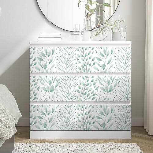 Safiyya Peel and Stick Wallpaper Leaf Contact Paper 78.7" x 17.3" Light Green Wall Paper Modern Self Adhesive Removable Wallpaper for Bedroom Bathroom Vinyl Rolls