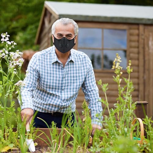 BDL Sport Mask with Exhalation Valves, Carbon Reusable with 4 Filters Personal Protective Adjustable Nylon Dust Sport Mask