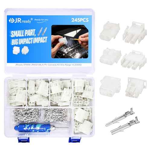 JRready ST6556 MLX Pin Connector Kit with Molex Pin Extractor Tool 6.35mm Pitch Wire Power .084¡± Connectors 14-20AWG Pin Terminals 2.13mm Diameter 42024 Series with Terminal Removal Tool
