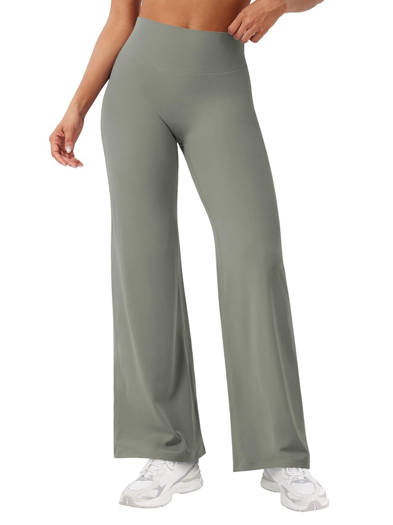 YEOREO Workout Leggings Womens No Front Seam Straight Leggings 29" High Waist Buttery Eddiy Gym Yoga Pants Gray Green XS
