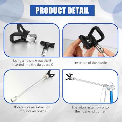 15 Pcs Airless Paint Sprayer Accessories Included 8 Pcs Reversible Airless Sprayer Tips, 2 Pcs Nozzle Tip Guard and 5 Pcs Airless Paint Sprayer Gun Extension Wand with Red Guard Pole Rod