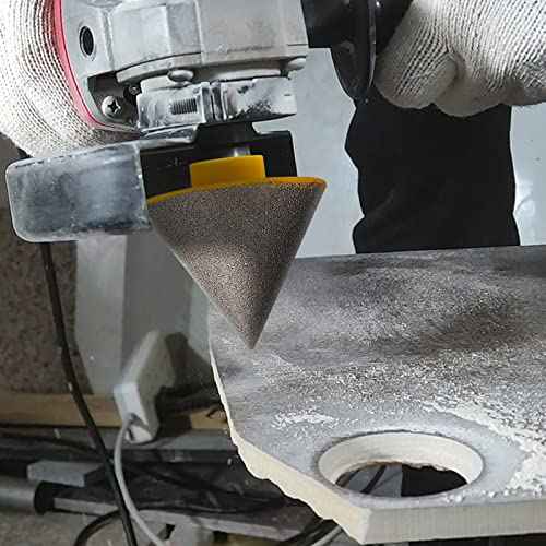 Diamond Beveling Chamfer Bits with 5/8-11" Thread Adapter, 1-7/8"(48mm) Chamfer Cone 25mm Diamond Finger Milling Bit, Diamond Countersink Drill Bit for Existing Holes Enlarging Shaping Trimming