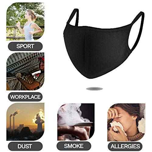 CMTK Unisex Anti Dust Face Mouth Mask Black Cloth Cotton Face Mask Washable Reusable - Protection from Dust Pollen Pet Dander