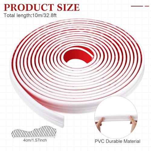 32.8ft Peel and Stick Molding Chair Rail Panel Flexible Wall Molding Trim Self Adhesive Panel Moulding for DIY Home Wall Protection Cabinet Border Mirror Frame(1.6 Inch X 32.8 ft,White)