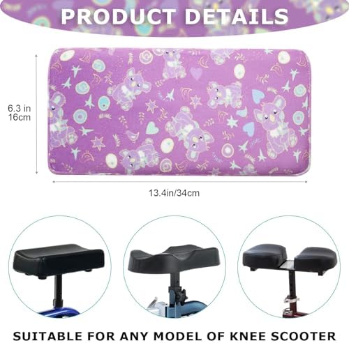 Knee Scooter Cushion 2" Thick Memory Foam Knee Scooter Pad for Comfort w/Removable Cover Walker/Roller Accessories fits Most Models