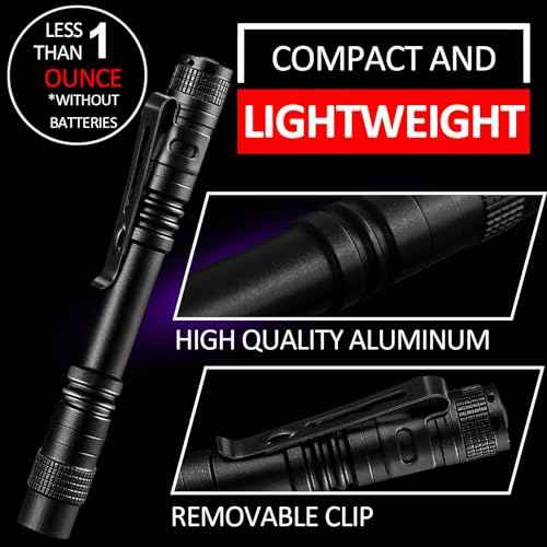 Beieverluck 10 Pack UV Black Light Flashlight Mini 395nm Pen Light with Clip LED Handheld Blacklight Detector for Leak Pet Urine Hotel Inspection Dry Stain and Bed Bug, Large