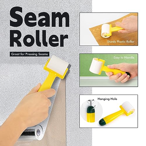 FOSHIO Wallpaper Kit, Including Wallpaper Smoothing Tool, Card Squeegee, Seam Roller, Wrapping Paper Cutter Exacto Knife, Mesureing Tape, Wallpaper Tools for Peel and Stick Window Film Application Kit
