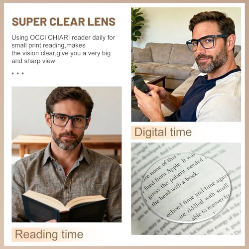 OCCI CHIARI Reading Glasses for Men 3.0+ Stylish Blue Readers 1.0 1.25 1.5 1.75 2.0 2.25 2.5 2.75 3.0 3.5 4.0 5.0 6.0