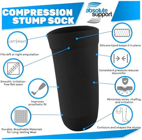 ABSOLUTE SUPPORT Above Knee Amputee Compression Socks Prosthetic Stump Shrinker, Post-Amputation 20-30 mmHg, A520