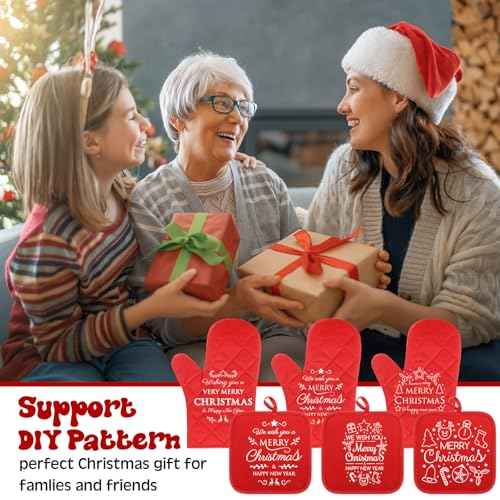 Hoolerry 24 Pcs Blank Sublimation Oven Mitts Set Include Sublimation Pot Holders Bulk DIY Heat Resistance Oven Gloves with Hanging Loops Pads for Christmas Teacher Kitchen Baking Gifts, Red