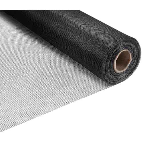 Window Screen Replacement, 60" x 50' Window Screen Mesh, Fiberglass Window Screens for House Windows, Door, Patio, Porch(Black)