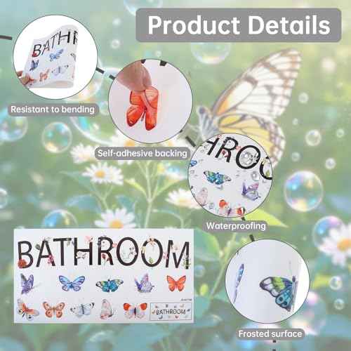 2pcs Bathroom Wall Decals Stickers Decor DIY Removable for Wash Room Door Signs Vinyl Lettering Sticker Home Decoration