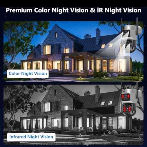 4K Solar Security Cameras Wireless Outdoor Battery Powered, 5GHz & 2.4GHz Dual Lens Bullet & 360¡ÆPTZ Linkage Outdoor Security Camera with Solar Panel, 8X Digital Zoom Color Night Vision (Silver)