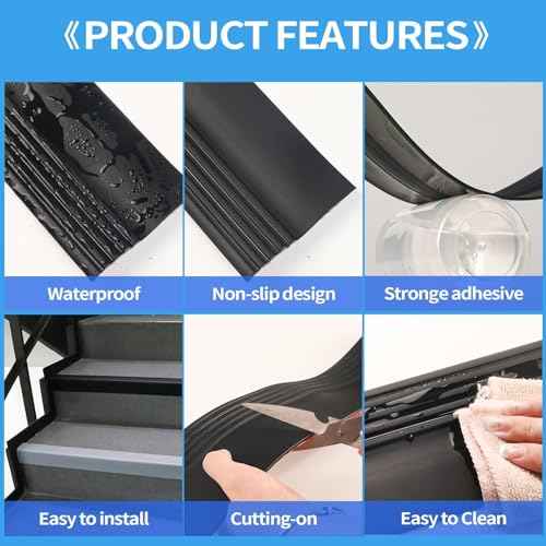 Stair Nosing, Rubber Edging Guard Trim Self Adhesive, Vinyl Staircase Step Edge Protector for Outdoor & Indoor(40 FT, Black)