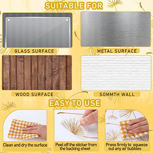 66 Pcs Wall Decals Peel and Stick Dandelion Wall Stickers Metallic Flower Murals Floral Decor Sticker for Bedroom Bathroom Living Room Nursery Office Decor(Gold,6 Pcs)