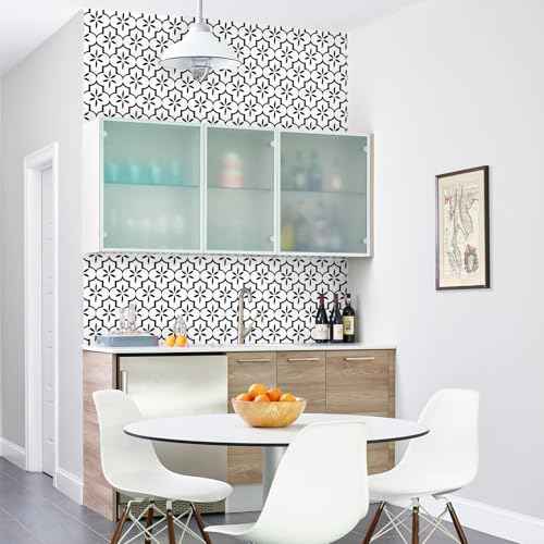 GloryTik Contact Paper Black and White Wallpaper Geometry Trellis Pattern Peel and Stick Wallpaper Modern Self-Adhesive Removable Waterproof for Cabinet Drawer Lining Wall Decor 17.7"X118"