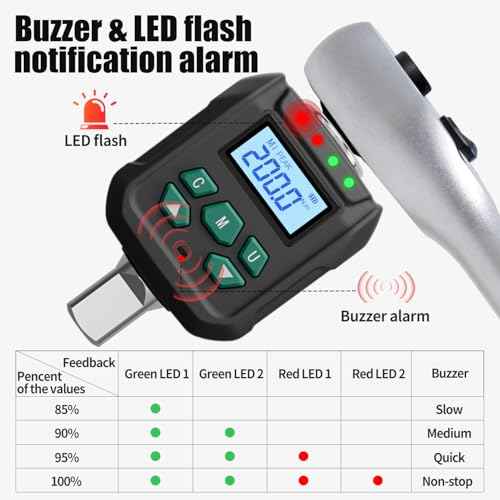 1/2¡° Digital Torque Adapter Set with Socket Adapters (1/4", 3/8") - ¡¾2% Accuracy, 7.4-147.5 ft-lb, Buzzer & LED Alerts, Working with Ratchet Wrench, Breaker Bar - For Automotive, Motorcycle & Car