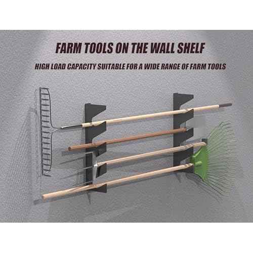 Garden Tool Storage Rack, Wall Mounted Garage Organizer, Heavy Duty, 200 lbs Capacity (2)