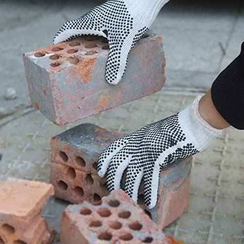 Evridwear Cotton Polyester String Knit Shell Safety Protection Work Gloves for Painter Mechanic Industrial Warehouse Gardening Construction Men & Women 12 Pairs, With Two Side dots, L Size