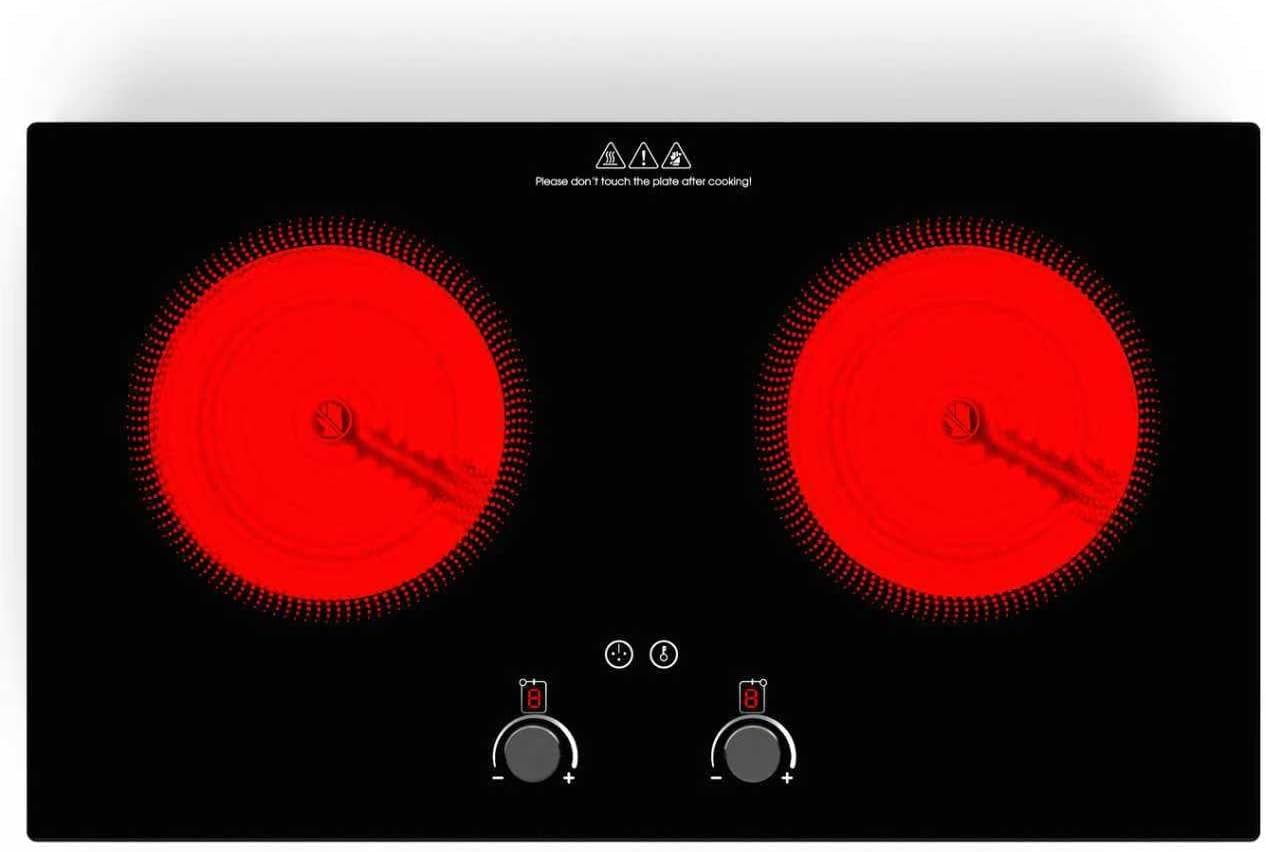 VBGK Electric Cooktop,2400W Electric Stove Top,Countertop and Built-in Hot Plate with Child Safety Lock, Timer, LED touch Knob Control,Overheat Protection,110V 2 Burner Induction Cooktop