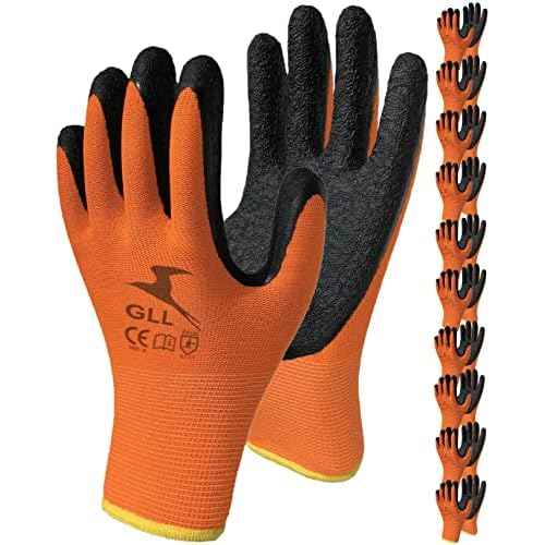 Safety Work Gloves Latex Coated for Men and Women 10-Pair-Pack Knit Firm Grip