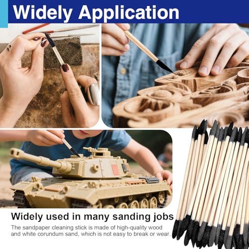 50 Pcs Sanding Sticks, Double End Matchsticks Sanding Twigs, Detailing Polishing Sanding Sticks Tools for Tight Spaces Plastic Models Wood 150/280 Grit 5.5 ¡¿ 0.2 Inch