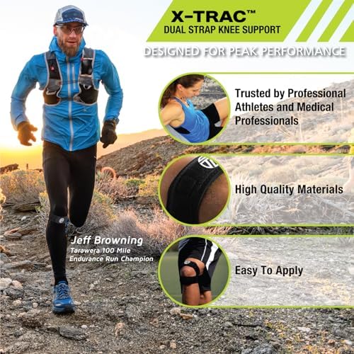 Pro-Tec X-Trac Dual Strap Knee Support, Quadriceps and Patellar Tendon Strap, Knee Brace, Compression Straps, Knee & Joint Support, Tendinitis, Chondromalacia, Adjustable, Easy to Use