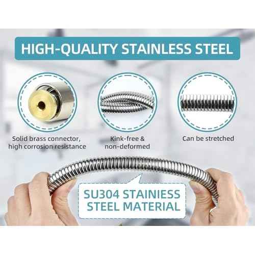 44 Inches B-0044-H Pre-Rinse Hose Replacement for T&S Brass, Commercial Kitchen Sink Spray Flexible Stainless Steel Hose with Heat Resistant Handle