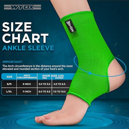 WYOX Ankle Compression Sleeve Support Brace for Men & Women, Running, Gym, Basketball, Cycling, Martial Arts, Kickboxing & Sports Stabilizer Compression Ankle Socks for Training & Recovery