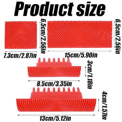 4Pcs Wood Grain Tool, Wood Graining Painting Tool, Texture Pattern Paint Roller Tool, Rubber Empaistic Graining Tool, Natural Wood Grain Making Tool for DIY Wall Room Art Decoration