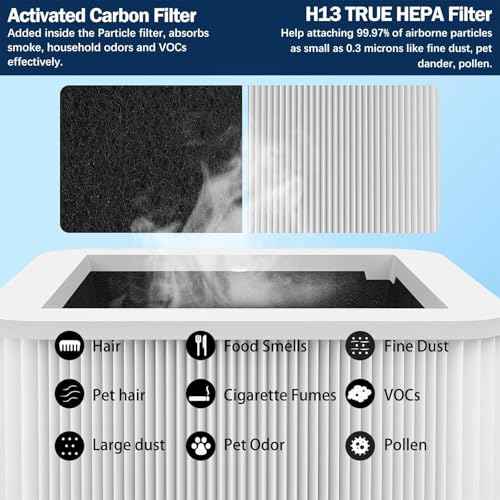 211+ Replacement Filter Compatible with Blue Pure 211+ Air Purifier,H13 True Filter and Activated Carbon Filter,2 Pack