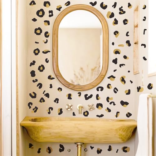Polka Dots Wall Decals Gold Decal Leopard Decals Cow Vinyl Wall Decal Abstract Wall Stickers Removable Peel and Stick Wall Sticker for Living Room Bedroom Decor