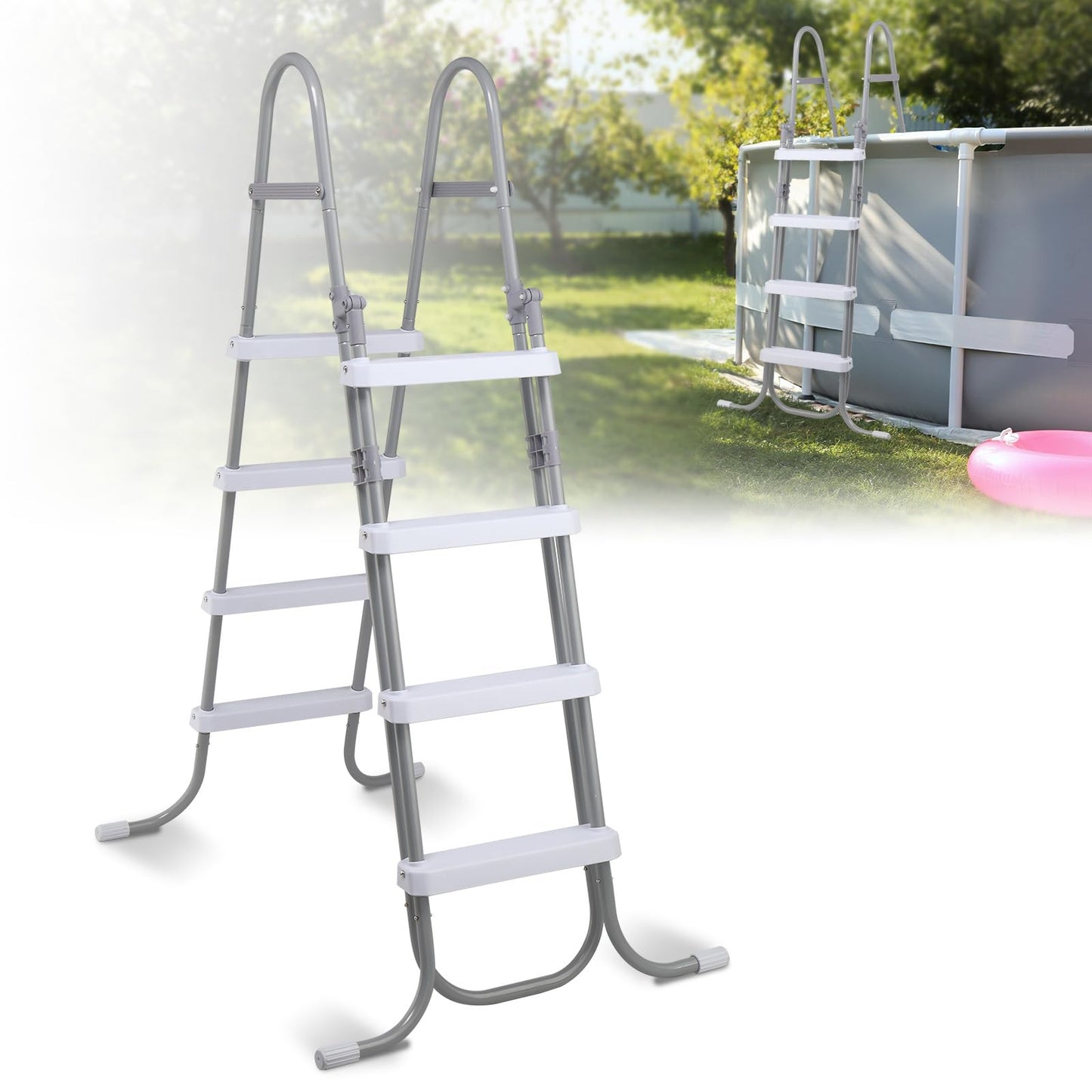Outvita Heavy Duty Pool Ladder with Removable Steps for 52 Inch Depth Above Ground Pools, 300 Pound Capacity
