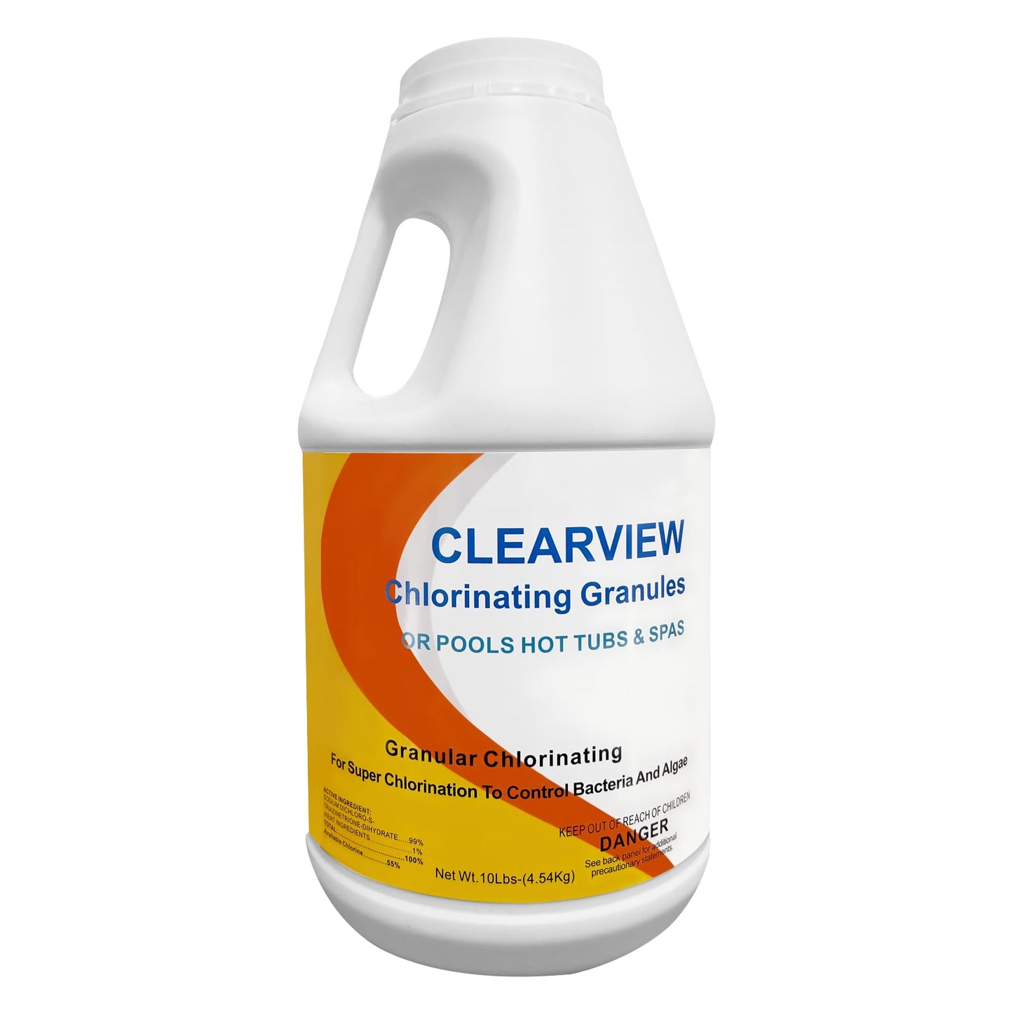 ClearView Calcium-Free Chlorine Granules 10 Lbs, 99% Dichlor Pool Shock Fast-Dissolving Stabilized Sanitizer for Swimming Pools, Spas & Hot Tubs