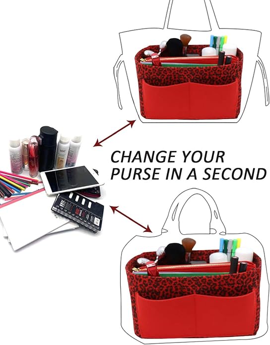 LEXSION Felt Purse Bag Organizer Insert with zipper Bag Tote Shaper Fit Speedy Neverful PM MM