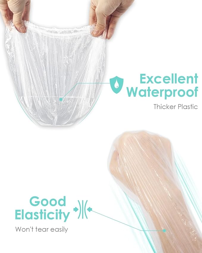 Auban 100PCS Disposable Shower Caps, Hair Cap Large Plastic Clear Thick Waterproof Bath Caps For Women, Hotel Travel Essentials Accessories Deep Conditioning Hair Care Cleaning Supplies(17.3")