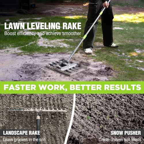 WORKPRO Lawn Leveling Rake, Heavy Duty Leveling Rake with 17¡± x 10¡± Ground Plate, Yard Leveling Rakes with 6FT Adjustable Handle, Metal Lawn Leveler for Garden, Backyard, Golf Course, Farm, Pasture