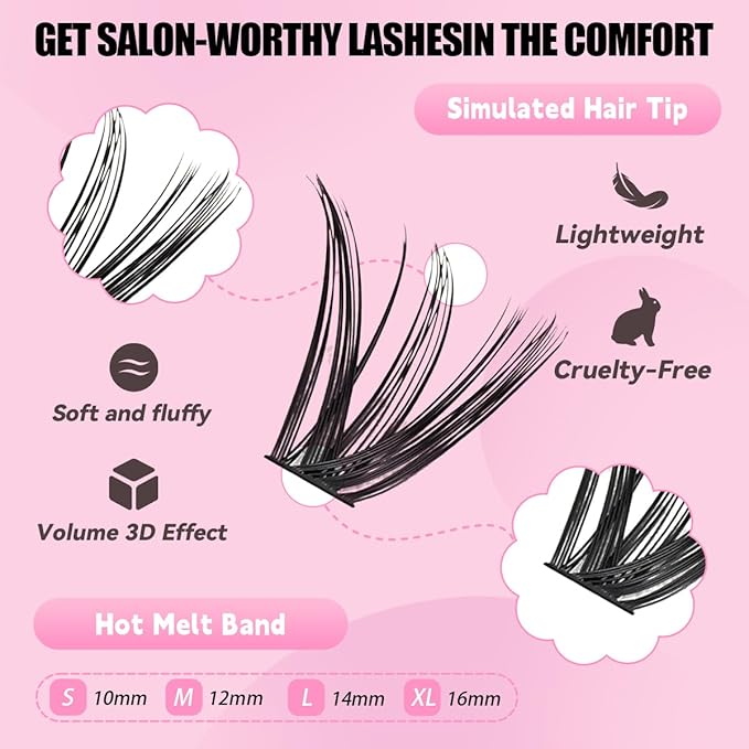 Azenlo Natural Lash Clusters Kit Wispy Eyelash Clusters 120 pcs Cluster Eyelash Extensions C Curl Individual Lashes 10-16 mm Mix Length Natural Look (50D KIT 120 Pcs)